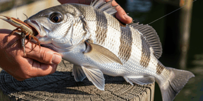 sheepshead fish caught on a dock piling with fiddler crab ba 20260331 095459