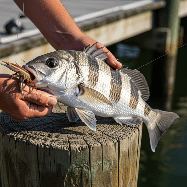 sheepshead fish caught on a dock piling with fiddler crab ba 20260331 095459
